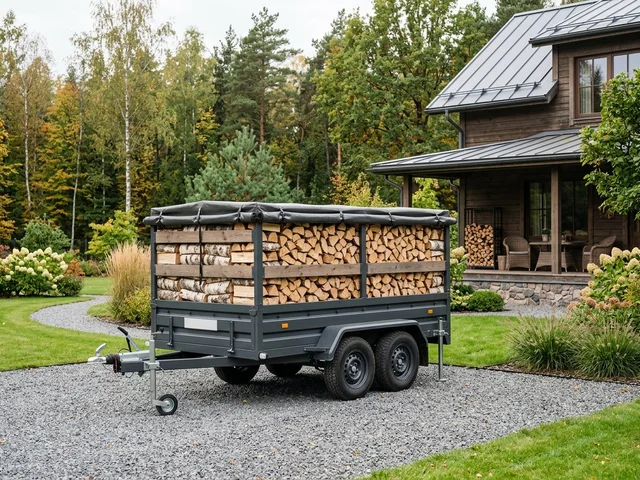 Аренда прицепа с дровами на участке в Полушкине